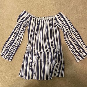 Tobi Off the shoulder Striped Dress